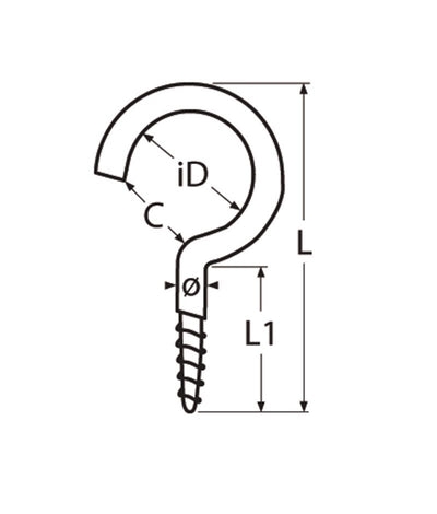 Marinetech Schroefhaak 4,8x65 mm