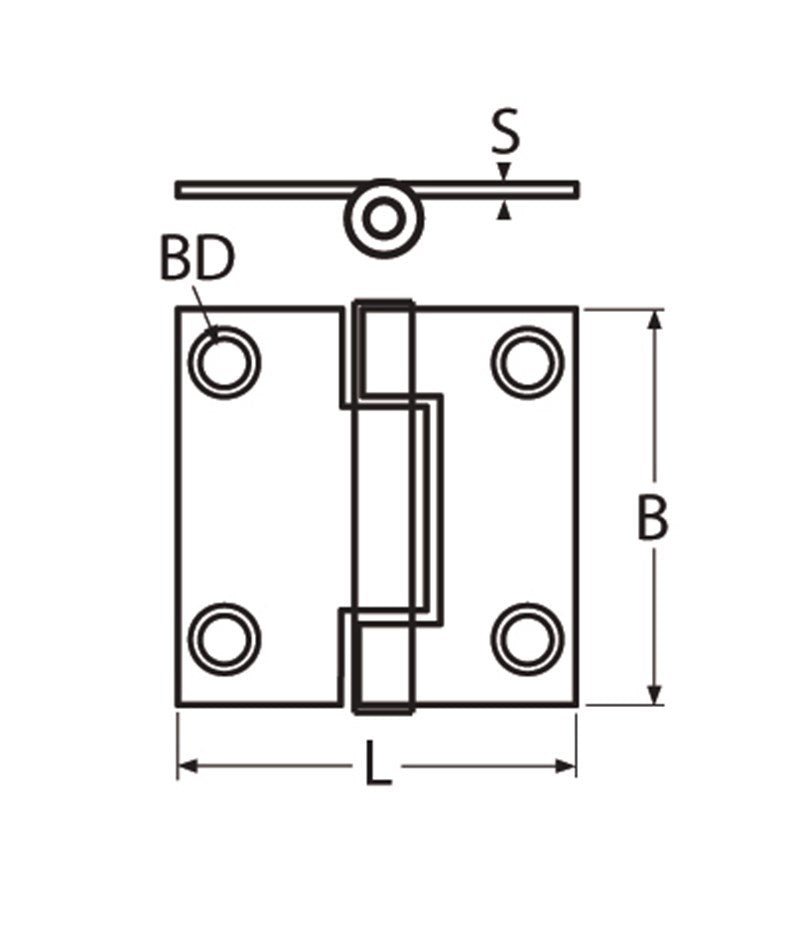 Marinetech Scharnier (bol) afmetingen l x b x dikte: 50x50x2mm