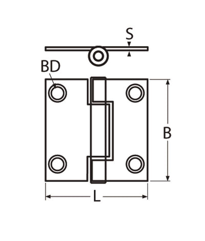 Marinetech Scharnier (bol) afmetingen l x b x dikte: 50x50x2mm