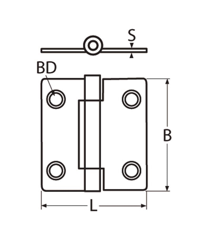 Marinetech Scharnier 75x70 mm