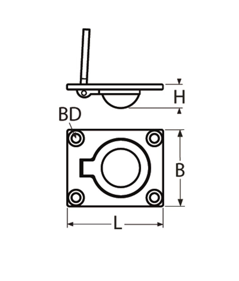Marinetech Luikring Inbouw 47x38 mm