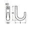 Marinetech Kledinghaak 30x25 mm Gepolijst