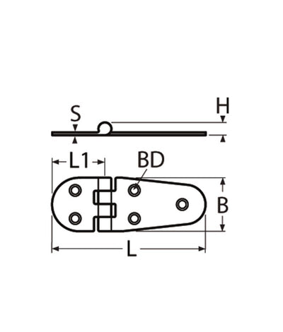 Marinetech Scharnier 110x38 mm
