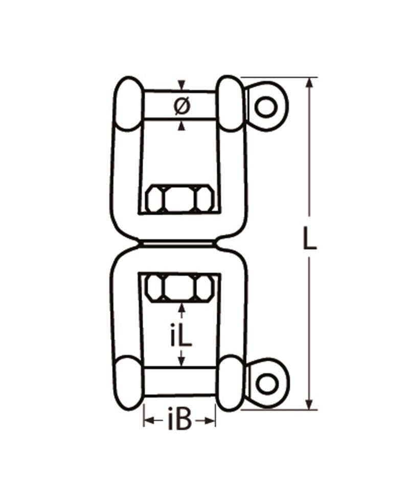 Marinetech 8256405 Dubbele Wartelsluiting 5mm x 60mm BL: 600kg