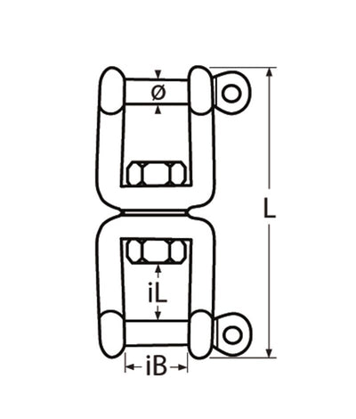 Marinetech 8256405 Dubbele Wartelsluiting 5mm x 60mm BL: 600kg