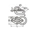 Marinetech Mastoog met ruitvormige grondplaat en ring 60x36 mm