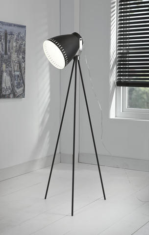 CSW 7175/44 vloerstaande lamp met 3 poot en stalen kap met één lichtpunt
