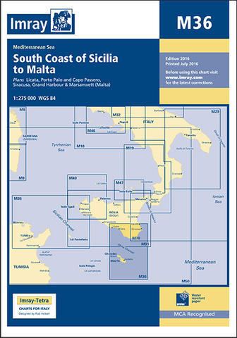 Imray M36 South coast of Sicilia tot Malta