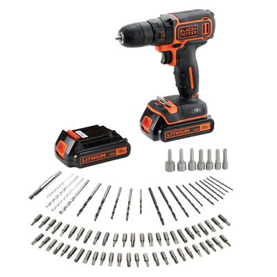 Black&Decker BDCDC18BAFC-QW 18 volt schroef-/boormachine met 2 accu's, 80 acc. en flightcase