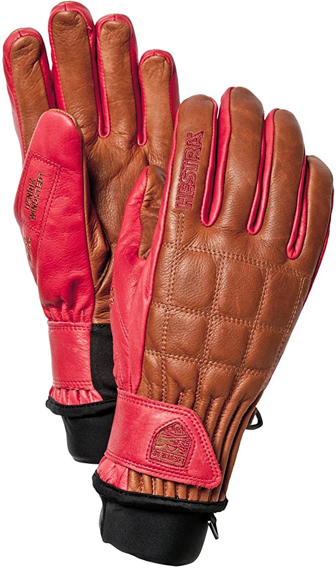 Hestra Henrik Lether Pro skihandschoenen bruin/rood