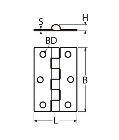 Marinetech Scharnier 100x55 mm