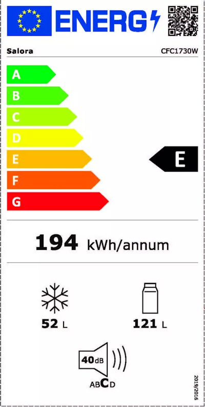Salora CFC1730W Koel-Vriescombinatie