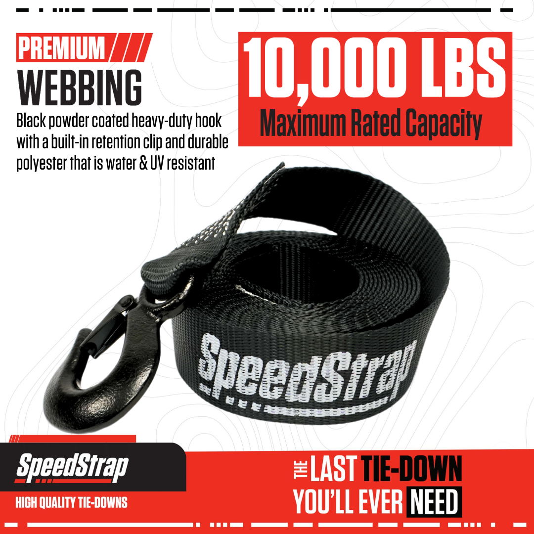 Speedstrap Winch strap 6 m x 50 mm trailerband met haak zwart