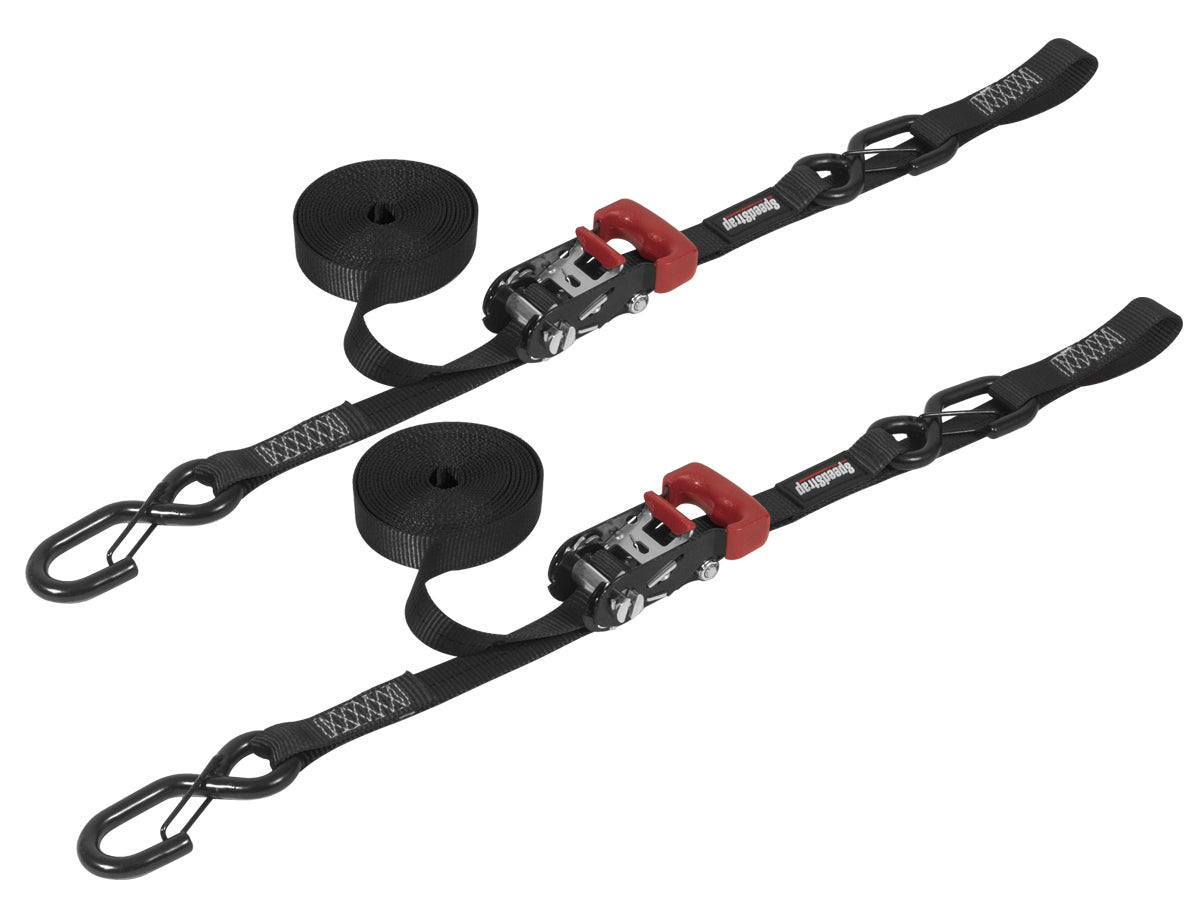 Speedstrap Ratchet Tie-down 25 mm x 4.5 m spanbanden met S-haken en lus (2 stuks)