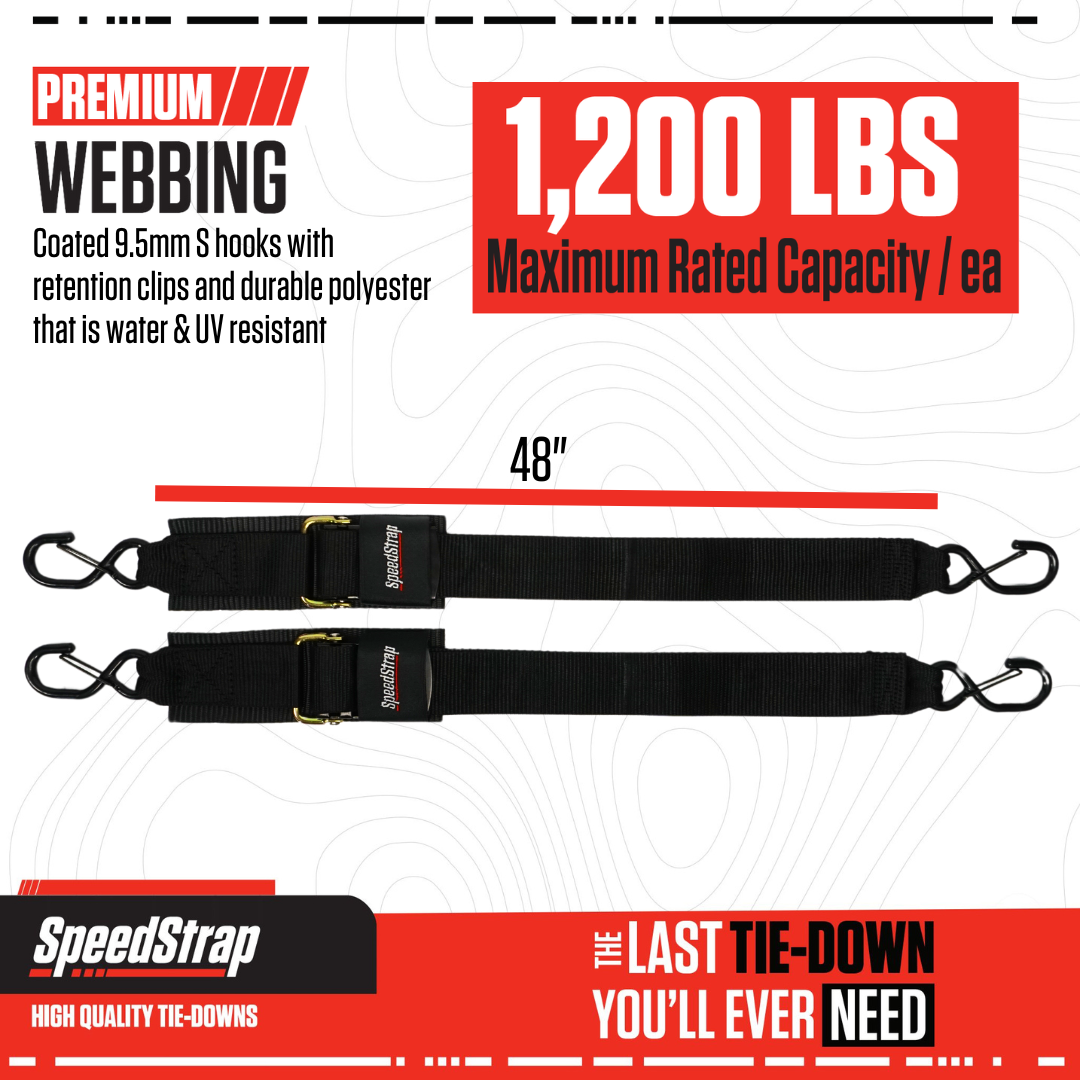 Speedstrap Tie-down band 50 mm x 1.2 m met S-haken (2 stuks)