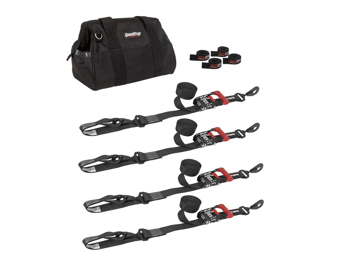Speedstrap Heavy Duty Kit 38 mm x 3 m spanbandenset met haak en lus (4 stuks)