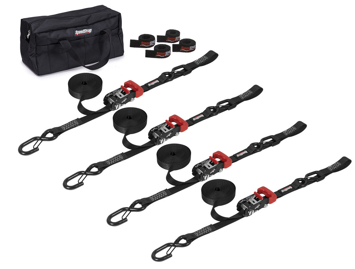 Speedstrap Heavy Duty Kit 25 mm x 4. m spanbandenset met haak en lus (4 stuks)