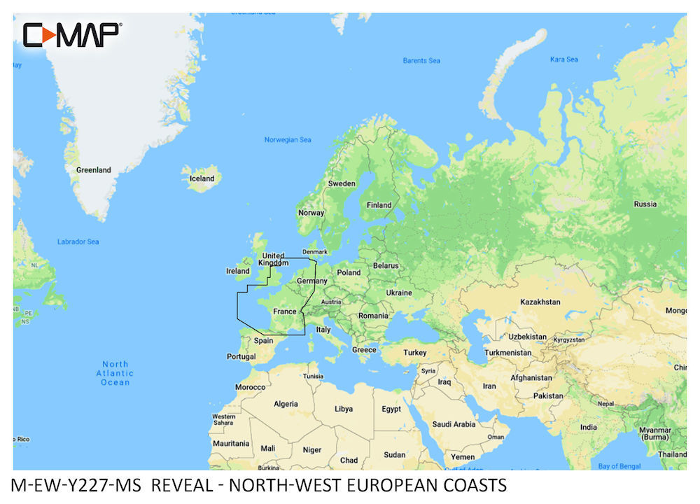 C-Map M-EW-Y227-MS Reveal - Noord-West Europe kust waterkaart