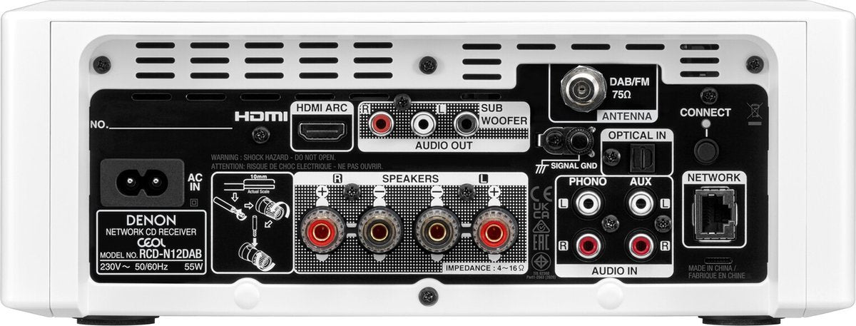 Denon RCD-N12DABWTE2 stereo-receiver met ingebouwde CD Speler