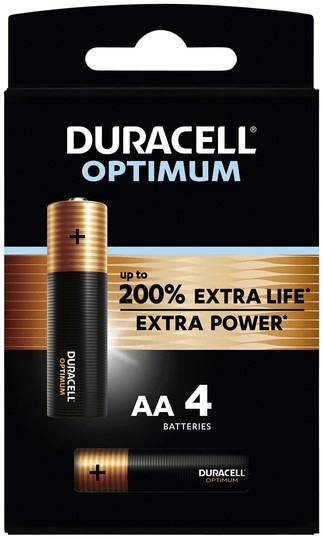 Duracell AA Optimum Alkaline 4 stuks met maximale levensduur