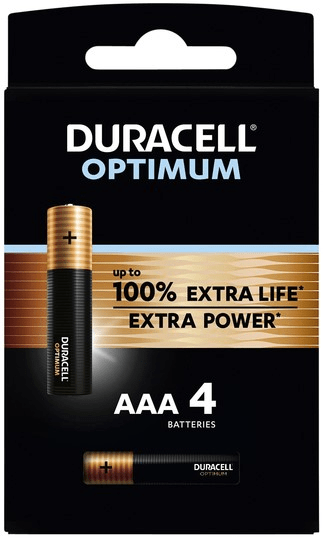 Duracell AAA Optimum Alkaline 4 stuks batterijen
