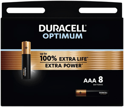 Duracell AAA Optimum Alkaline 8 stuks batterijen