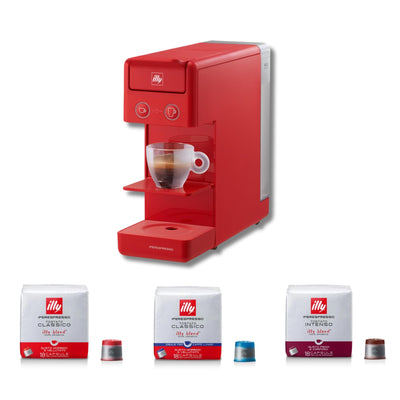 Illy Y3.3 Koffiemachine rood met 108 Iperespresso capsules
