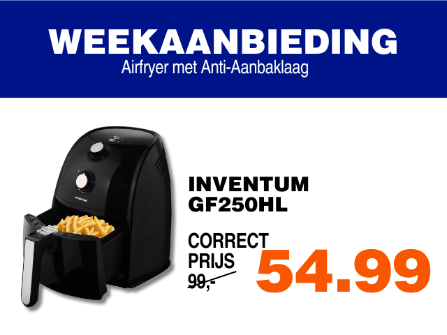 Inventum GF250HL Airfryer met anti-aanbaklaag, uitschakeltimer