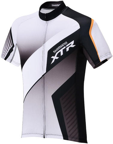 Shimano Race Print fietsshirt korte mouwen wit met zwart en oranje heren