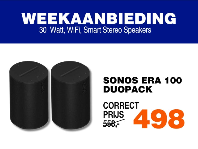 Sonos Era 100 duopack set zwart 30  Watt, WiFi, Smart Stereo Speakers