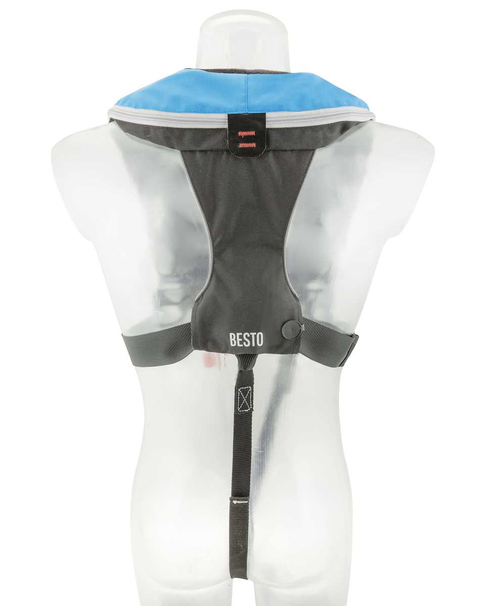 Besto Comfort fit Pro 300N MH automatisch reddingsvest met harnas blauw/zwart