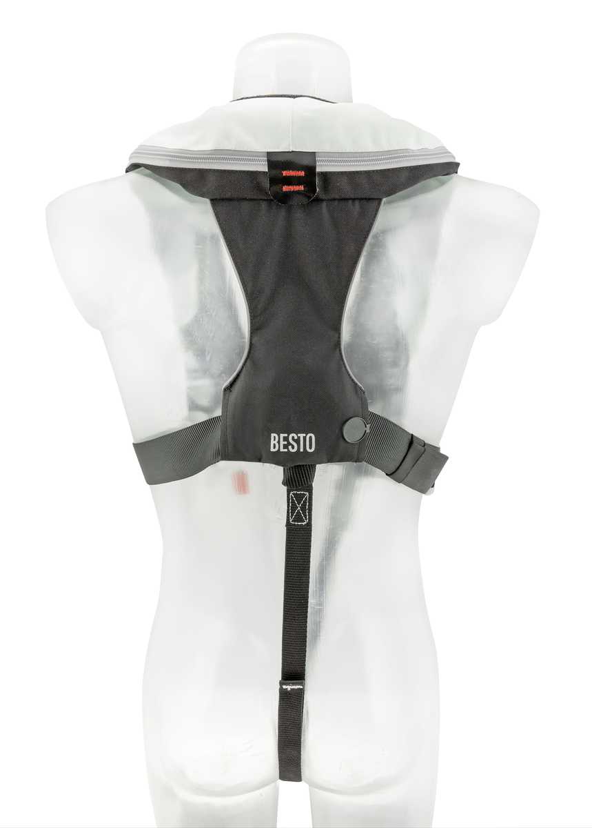 Besto Comfort fit Pro 300N MH automatisch reddingsvest met harnas wit/zwart