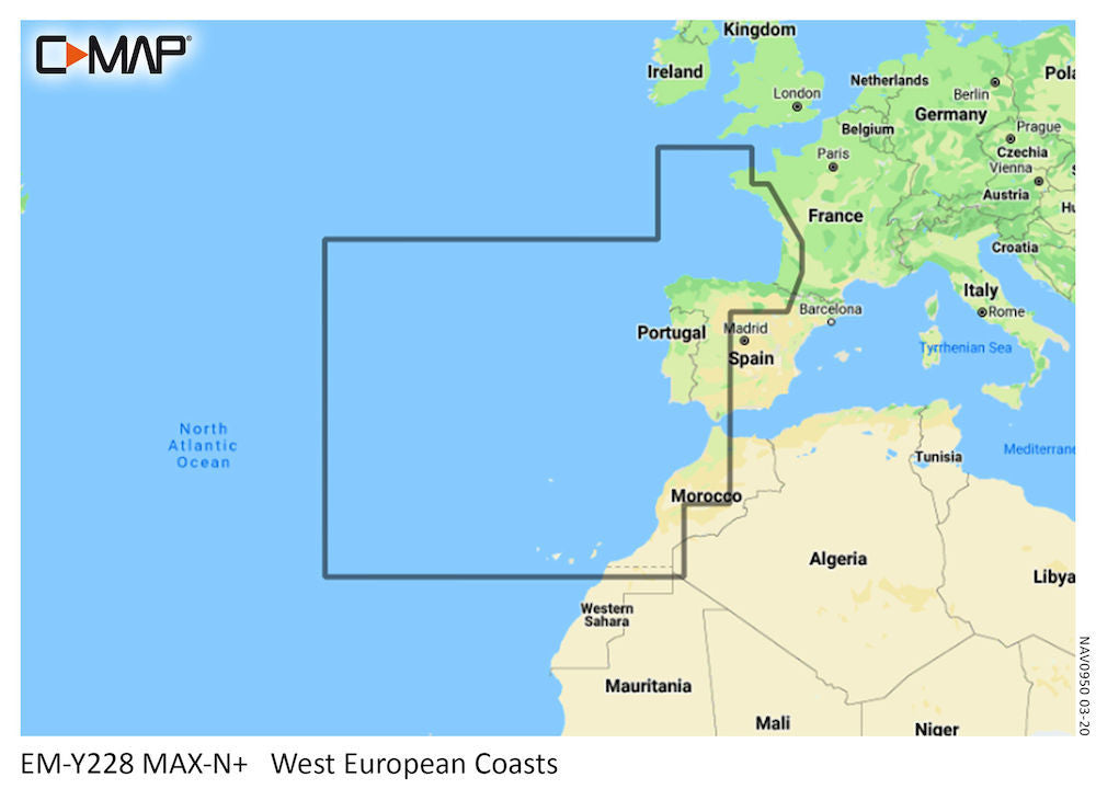 C-Map MAX-N+ EW-Y228 west Europese kust waterkaart