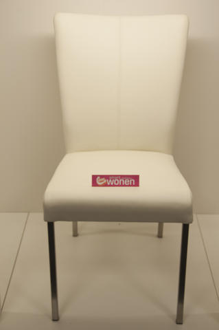 CSW Roos hoge slanke lederen stoel met RVS-frame, zitdiepte 44 cm