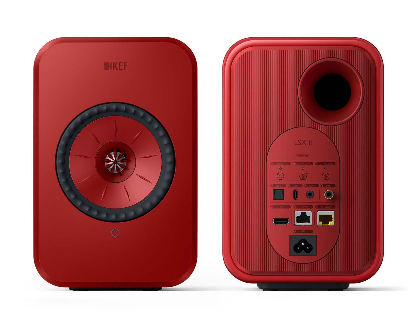 Kef LSX II set in rood all-in-one luidsprekersysteem