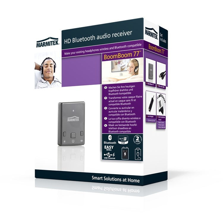 Marmitek BoomBoom 77 HD Bluetooth audio receiver tot max. 2 hoofdtelefoons