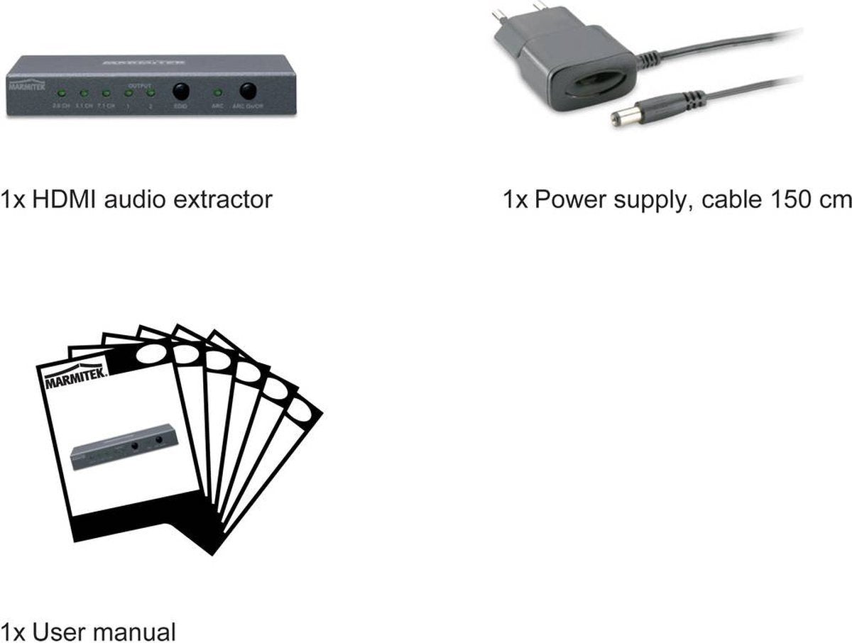 Marmitek Connect AE24 UHD 2.0 HDMI converter | 4K60 (4:4:4) audio extractor | ARC | HDMI audio