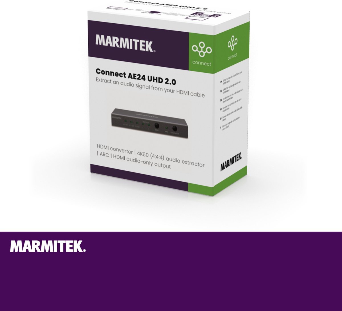 Marmitek Connect AE24 UHD 2.0 HDMI converter | 4K60 (4:4:4) audio extractor | ARC | HDMI audio