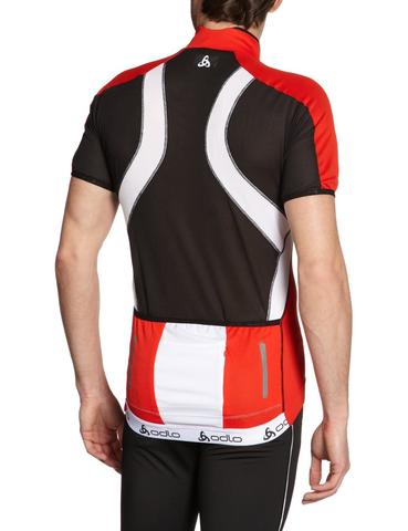Odlo Bike standup collar fietsshirt korte mouwen rood met wit heren