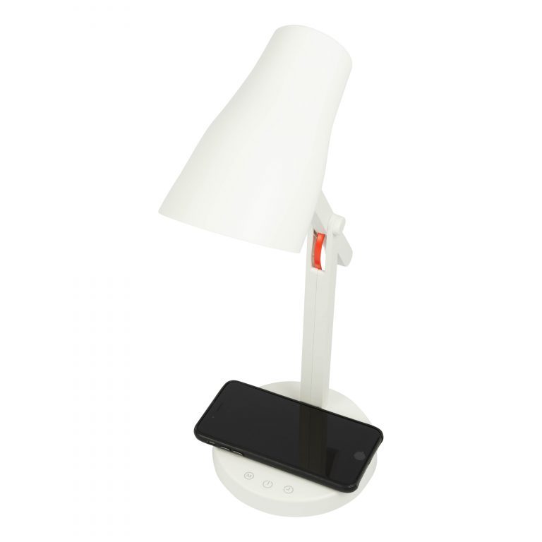 Salora TLQ310 wit Bureau lamp met verstelbare arm en 10 watt QI telefooncharger