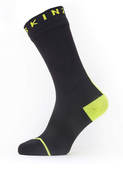 SealSkinz Waterproof All Weather Hydrostop Mid waterdichte sokken zwart/geel
