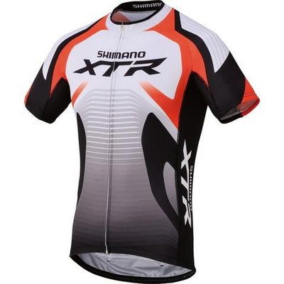 Shimano Race Print SS XTR fietsshirt korte mouwen wit met zwart en oranje heren