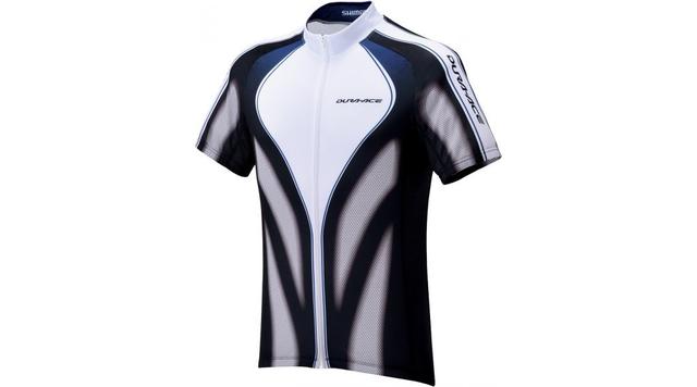 Shimano Race Print fietsshirt korte mouwen wit met zwart en blauw heren