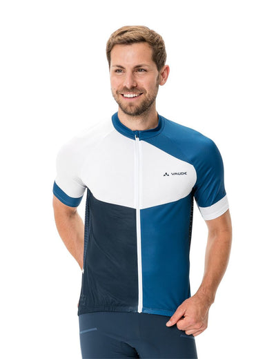 Vaude Posta FZ Tricot fietsshirt korte mouwen blauw met wit heren